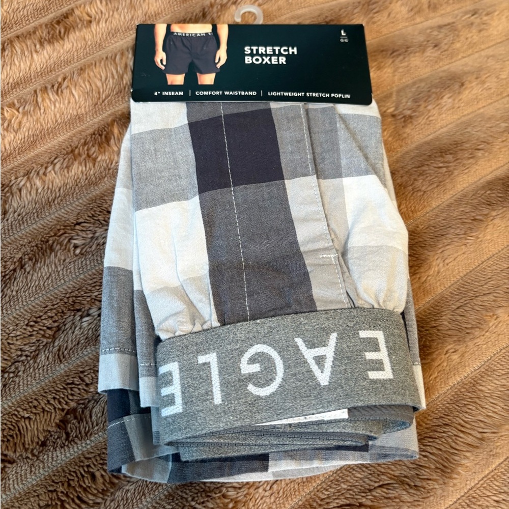 American Eagle Outfitters Gray and Black Plaid Boxers
